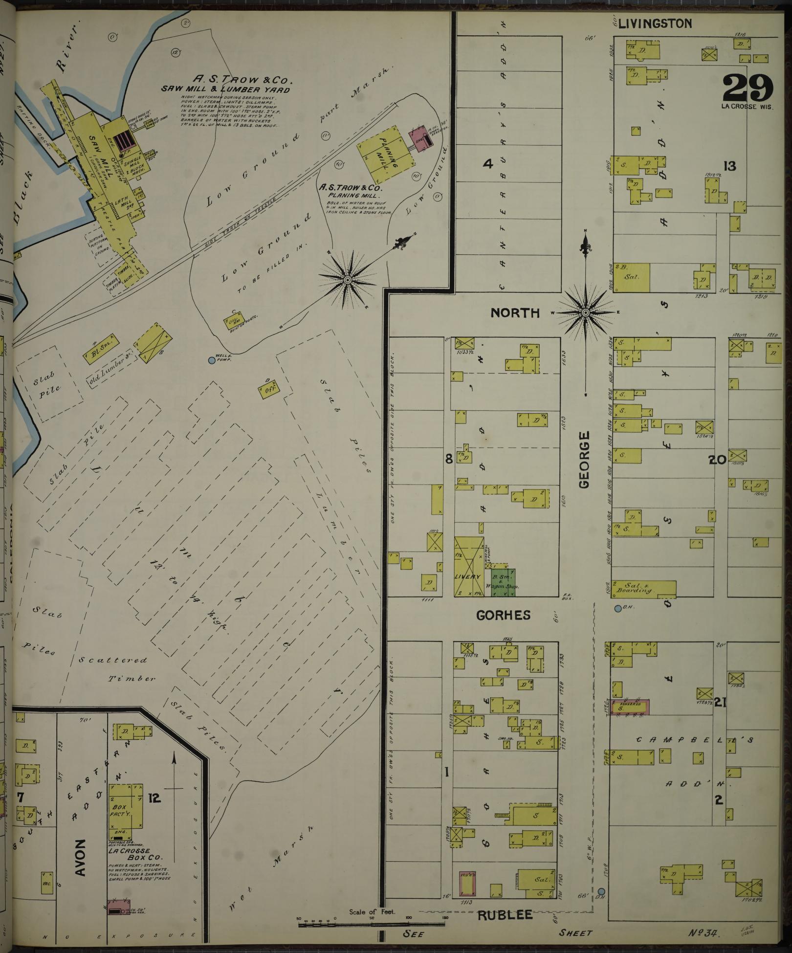 Sanborn Fire Insurance Map from La Crosse, La Crosse County, Wisconsin (1891), Sheet #0029 - Historic Sanborn Fire Insurance Map Print, vintage old map wall art, antique decor, genealogy gift, Wisconsin Wisconsin map
