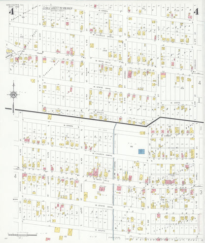 Sanborn Fire Insurance Map from Mascoutah, Saint Clair County, Illinois (1933), Sheet #0004 - Complete Map Set gallery image, historic Sanborn map, vintage wall art, Illinois Illinois