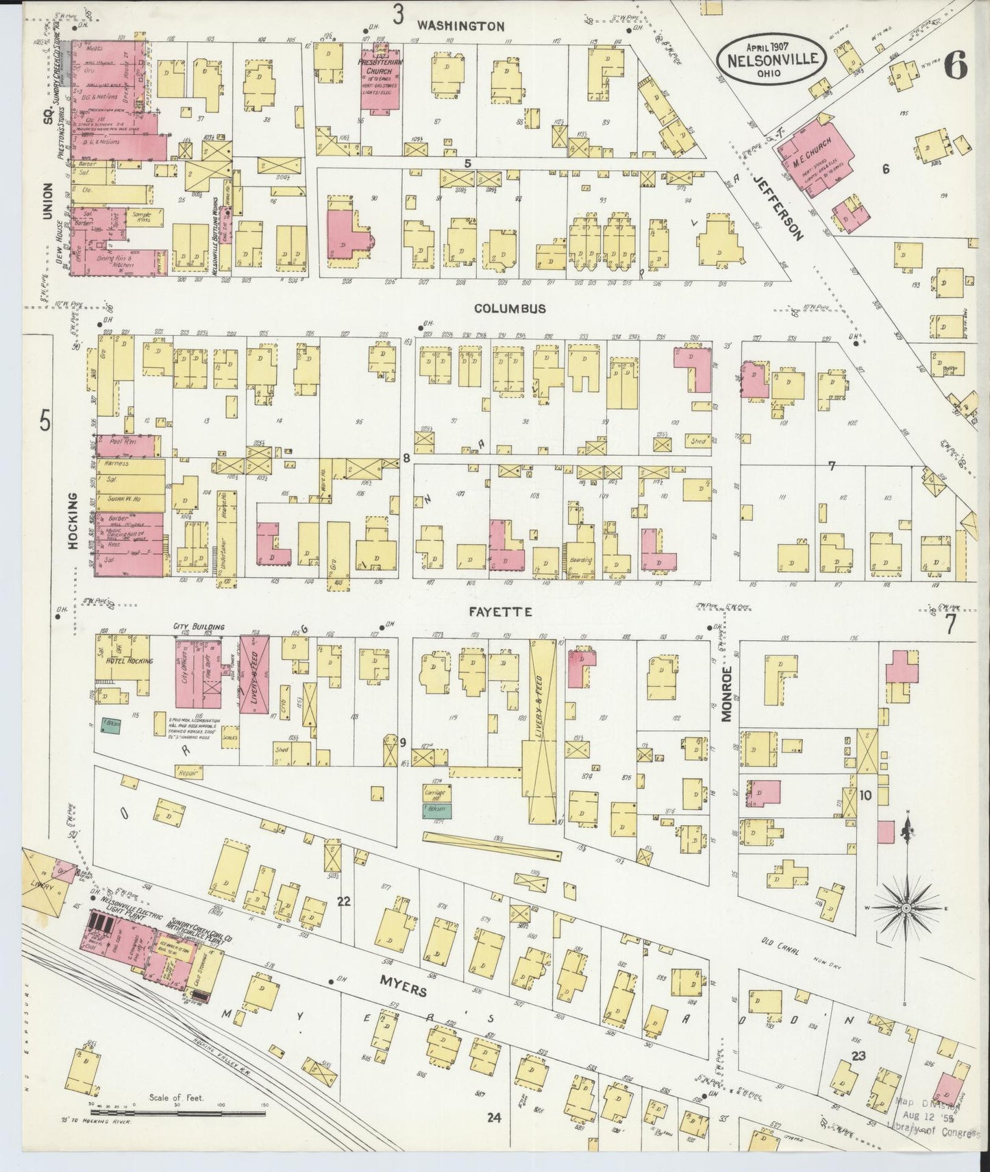 Sanborn Fire Insurance Map from Nelsonville, Athens County, Ohio (1907), Sheet #0006 - Complete Map Set gallery image, historic Sanborn map, vintage wall art, Ohio Ohio