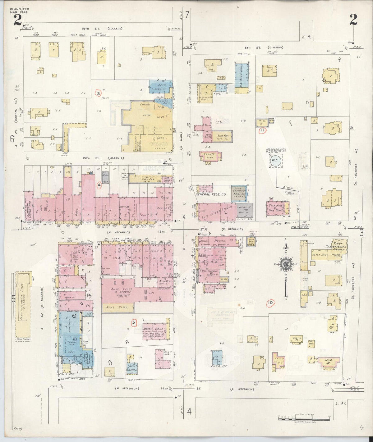 Sanborn Fire Insurance Map from Plano, Collin County, Texas (1961), Sheet #0002 - Complete Map Set gallery image, historic Sanborn map, vintage wall art, Texas Texas