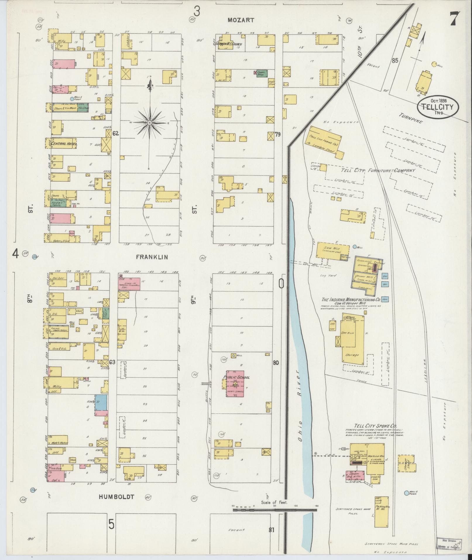 Sanborn Fire Insurance Map from Tell City, Perry County, Indiana (1898), Sheet #0007 - Complete Map Set gallery image, historic Sanborn map, vintage wall art, Indiana Indiana
