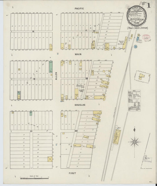 Sanborn Fire Insurance Map from Jefferson, Grant County, Oklahoma (1895), Sheet #0001 - Historic Sanborn Fire Insurance Map Print, vintage old map wall art, antique decor, genealogy gift, Oklahoma Oklahoma map