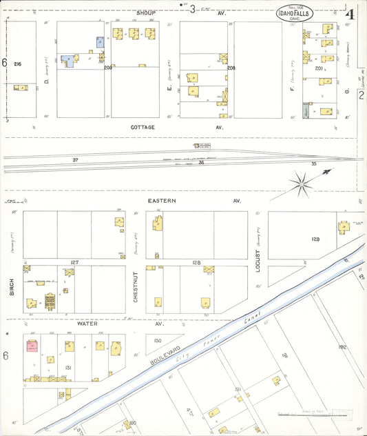 Sanborn Fire Insurance Map from Idaho Falls, Bonneville County, Idaho (1905), Sheet #0004 - Historic Sanborn Fire Insurance Map Print, vintage old map wall art, antique decor, genealogy gift, Idaho Idaho map