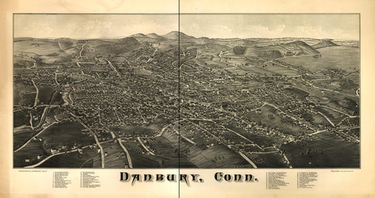Danbury, Conn. (1884) – Historic Bird’s-Eye View Panorama Print