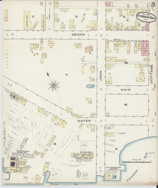 Sanborn Fire Insurance Map from Sturgeon Bay, Door County, Wisconsin (1885), Sheet #0003 - Historic Sanborn Fire Insurance Map Print, vintage old map wall art, antique decor, genealogy gift, Wisconsin Wisconsin map