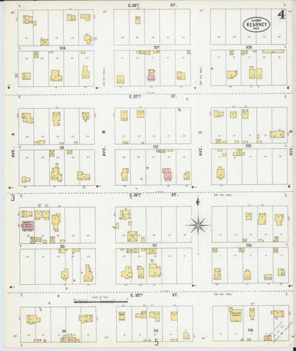 Sanborn Fire Insurance Map from Kearney, Buffalo County, Nebraska (1899), Sheet #0004 - Complete Map Set gallery image, historic Sanborn map, vintage wall art, Nebraska Nebraska