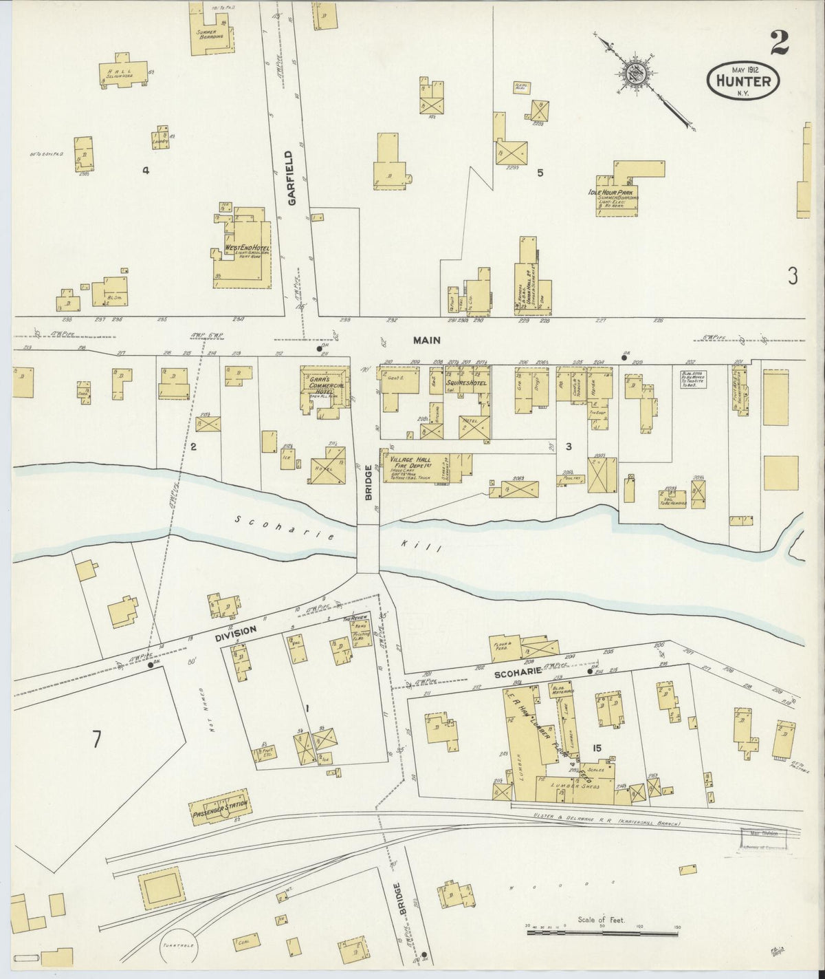 Sanborn Fire Insurance Map from Hunter, Greene County, New York (1912), Sheet #0002 - Complete Map Set gallery image, historic Sanborn map, vintage wall art, New York New York
