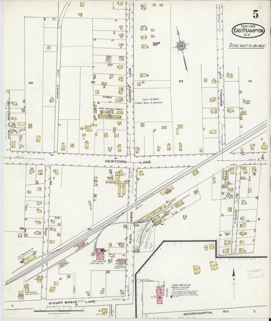 Sanborn Fire Insurance Map from Easthampton, Suffolk County, New York (1920), Sheet #0005 - Historic Sanborn Fire Insurance Map Print, vintage old map wall art, antique decor, genealogy gift, New York New York map