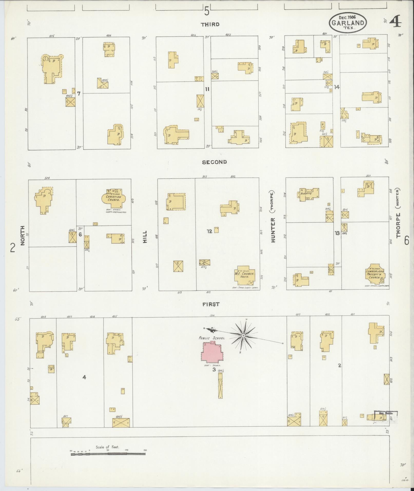 Sanborn Fire Insurance Map from Garland, Dallas County, Texas (1906), Sheet #0004 - Complete Map Set gallery image, historic Sanborn map, vintage wall art, Texas Texas
