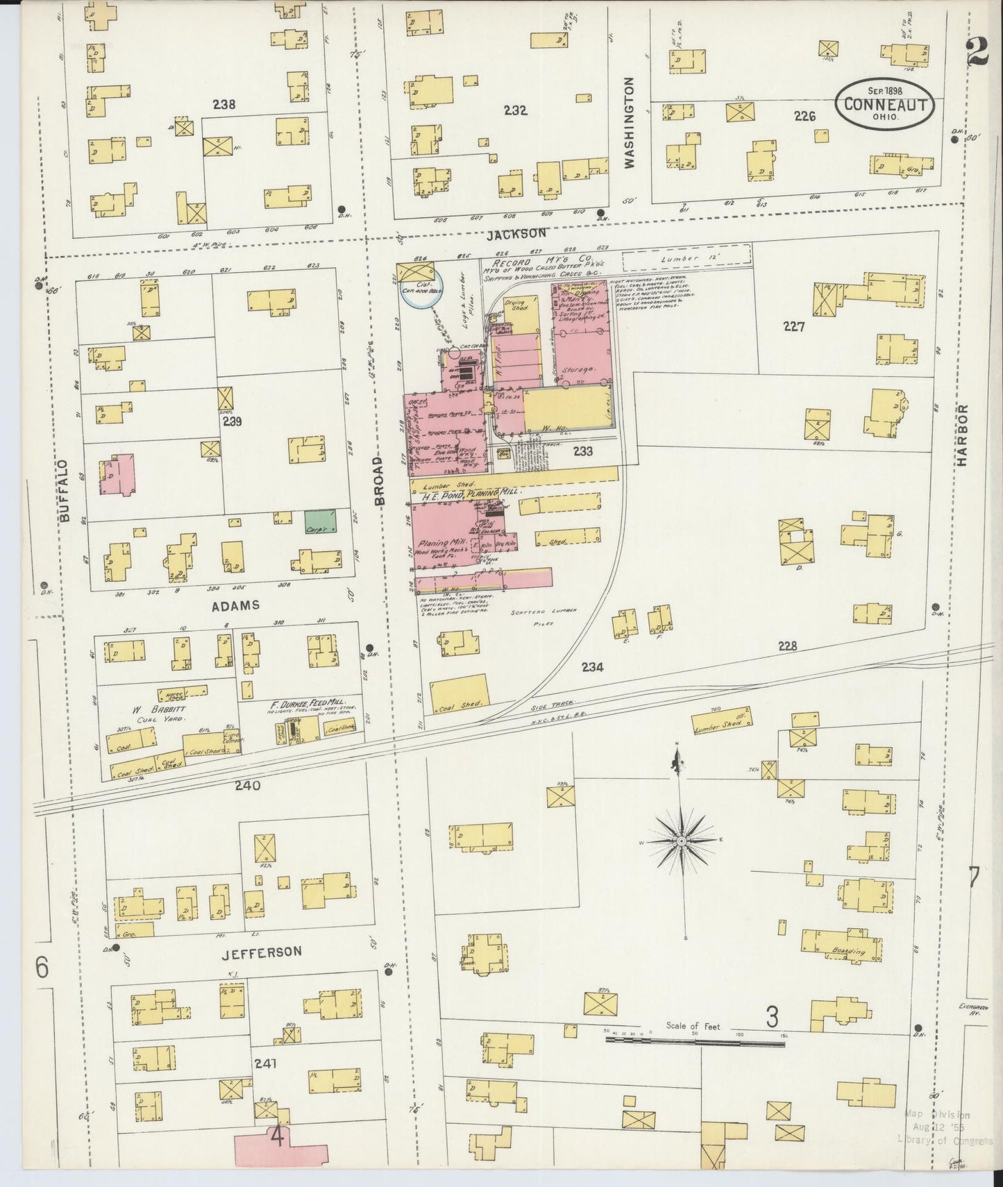 Sanborn Fire Insurance Map from Conneaut, Ashtabula County, Ohio (1898), Sheet #0002 - Historic Sanborn Fire Insurance Map Print, vintage old map wall art, antique decor, genealogy gift, Ohio Ohio map