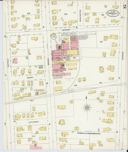 Sanborn Fire Insurance Map from Conneaut, Ashtabula County, Ohio (1898), Sheet #0002 - Historic Sanborn Fire Insurance Map Print, vintage old map wall art, antique decor, genealogy gift, Ohio Ohio map