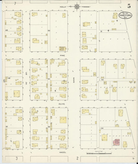 Sanborn Fire Insurance Map from Hartford, Sebastian County, Arkansas (1913), Sheet #0005 - Historic Sanborn Fire Insurance Map Print, vintage old map wall art, antique decor, genealogy gift, Arkansas Arkansas map