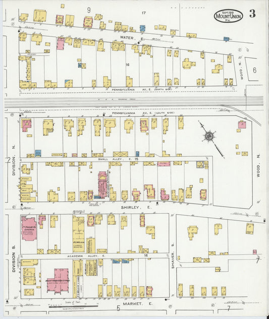 Sanborn Fire Insurance Map from Mount Union, Huntingdon County, Pennsylvania (1919), Sheet #0003 - Historic Sanborn Fire Insurance Map Print, vintage old map wall art, antique decor, genealogy gift, Pennsylvania Pennsylvania map
