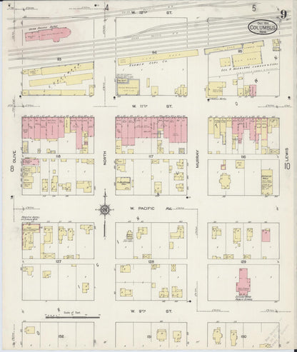 Sanborn Fire Insurance Map from Columbus, Platte County, Nebraska (1914), Sheet #0009 - Complete Map Set gallery image, historic Sanborn map, vintage wall art, Nebraska Nebraska