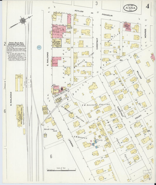 Sanborn Fire Insurance Map from Anna, Union County, Illinois (1910), Sheet #0004 - Historic Sanborn Fire Insurance Map Print, vintage old map wall art, antique decor, genealogy gift, Illinois Illinois map