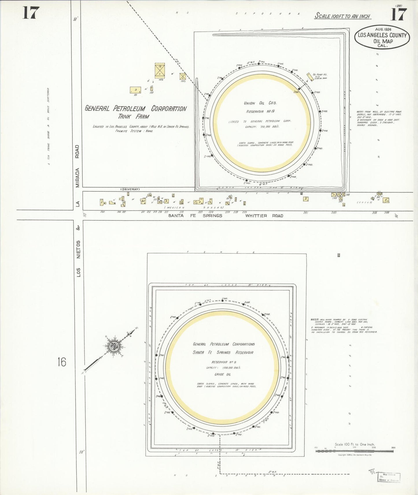 Sanborn Fire Insurance Map from Los Angeles Co., Los Angeles County, California (1924), Sheet #0017 - Historic Sanborn Fire Insurance Map Print, vintage old map wall art, antique decor, genealogy gift, California California map