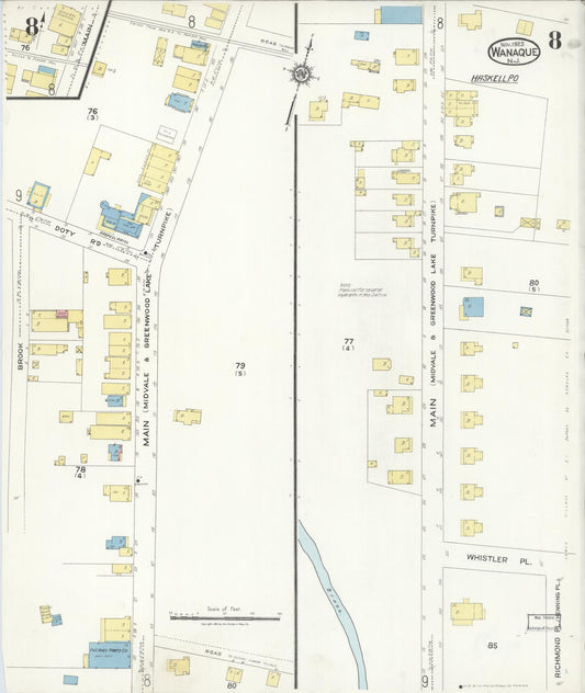 Sanborn Fire Insurance Map from Wanaque, Passaic County, New Jersey (1923), Sheet #0008 - Historic Sanborn Fire Insurance Map Print, vintage old map wall art, antique decor, genealogy gift, New Jersey New Jersey map