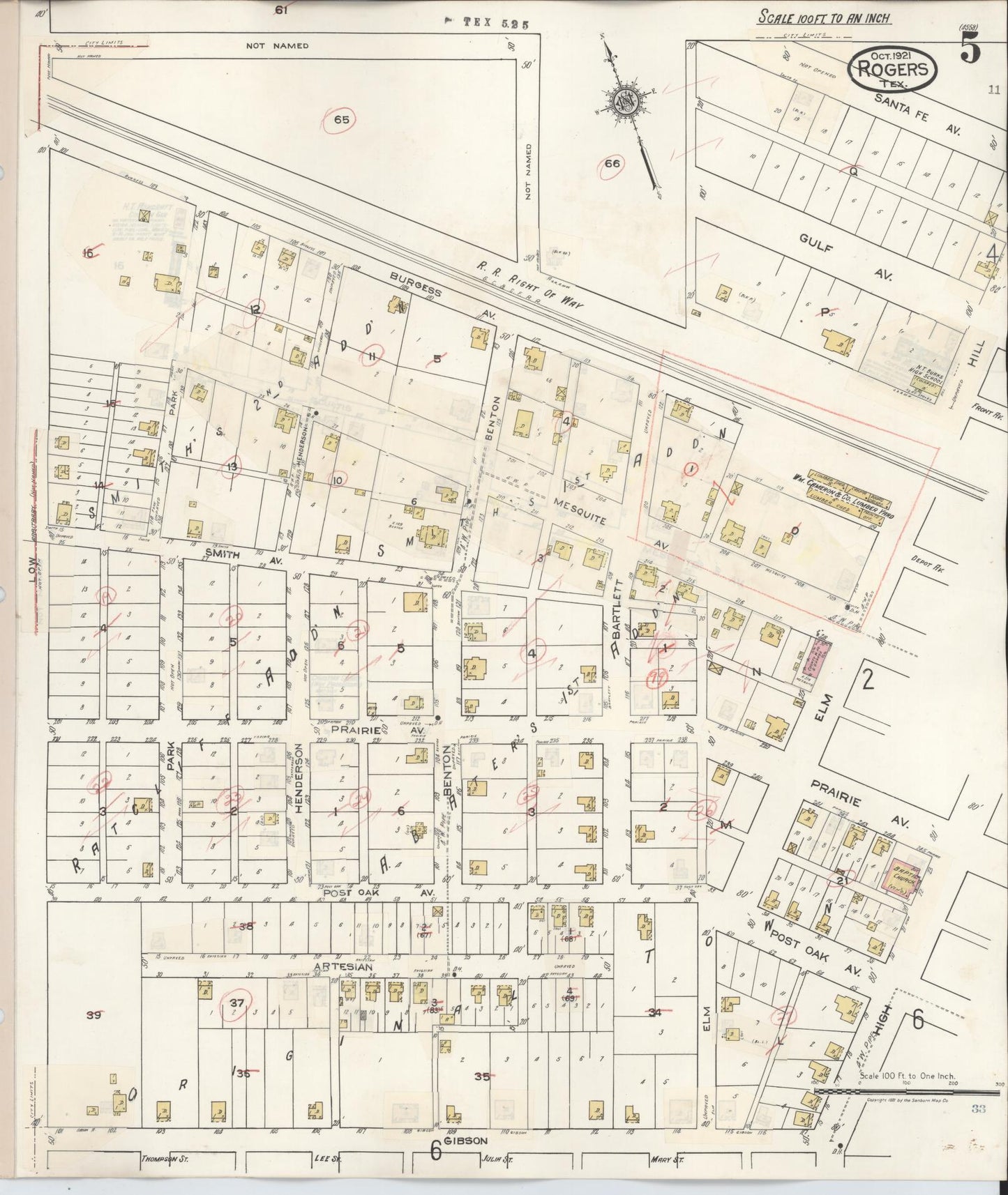 Sanborn Fire Insurance Map from Rogers, Bell County, Texas (1944), Sheet #0005 - Historic Sanborn Fire Insurance Map Print, vintage old map wall art, antique decor, genealogy gift, Texas Texas map