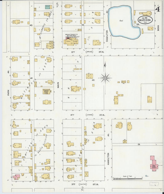 Sanborn Fire Insurance Map from Marissa, Saint Clair County, Illinois (1906), Sheet #0004 - Historic Sanborn Fire Insurance Map Print, vintage old map wall art, antique decor, genealogy gift, Illinois Illinois map