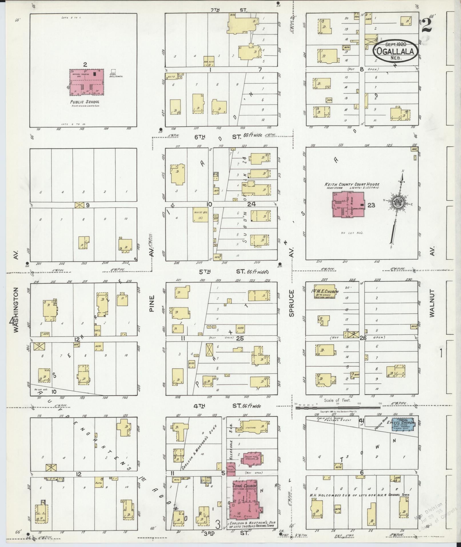 Sanborn Fire Insurance Map from Ogallala, Keith County, Nebraska (1920), Sheet #0002 - Complete Map Set gallery image, historic Sanborn map, vintage wall art, Nebraska Nebraska