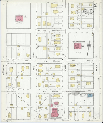 Sanborn Fire Insurance Map from Ogallala, Keith County, Nebraska (1920), Sheet #0002 - Complete Map Set gallery image, historic Sanborn map, vintage wall art, Nebraska Nebraska