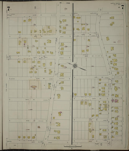 Sanborn Fire Insurance Map from Myrtle Beach, Horry County, South Carolina (1949), Sheet #0007 - Complete Map Set gallery image, historic Sanborn map, vintage wall art, South Carolina South Carolina