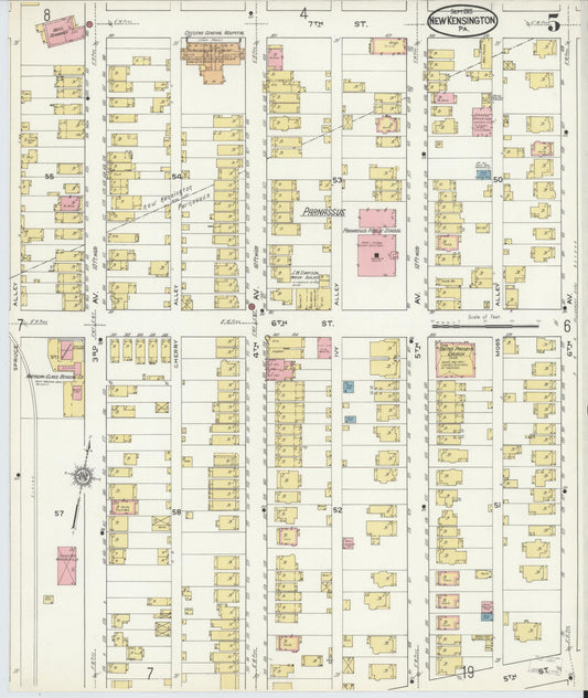 Sanborn Fire Insurance Map from New Kensington, Westmoreland County, Pennsylvania (1915), Sheet #0005 - Historic Sanborn Fire Insurance Map Print, vintage old map wall art, antique decor, genealogy gift, Pennsylvania Pennsylvania map