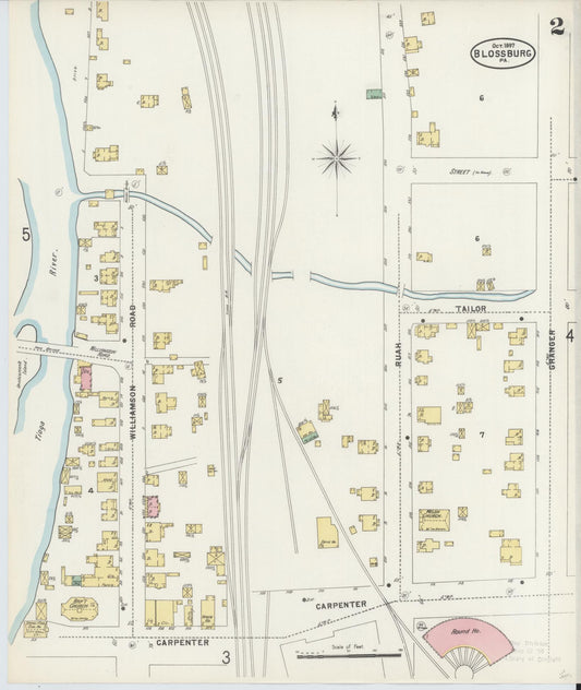 Sanborn Fire Insurance Map from Blossburg, Tioga County, Pennsylvania (1897), Sheet #0002 - Historic Sanborn Fire Insurance Map Print, vintage old map wall art, antique decor, genealogy gift, Pennsylvania Pennsylvania map