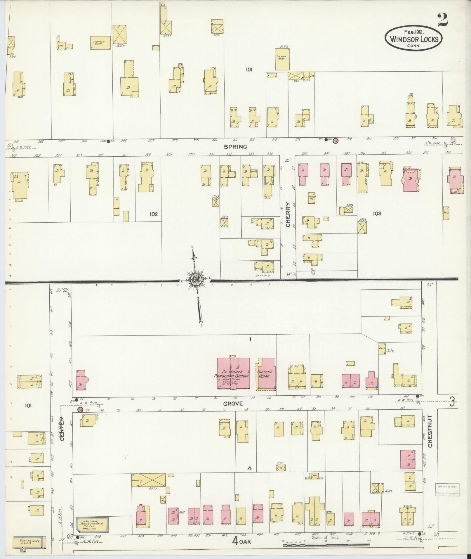 Sanborn Fire Insurance Map from Windsor Locks, Hartford County, Connecticut (1912), Sheet #0002 - Complete Map Set gallery image, historic Sanborn map, vintage wall art, Connecticut Connecticut