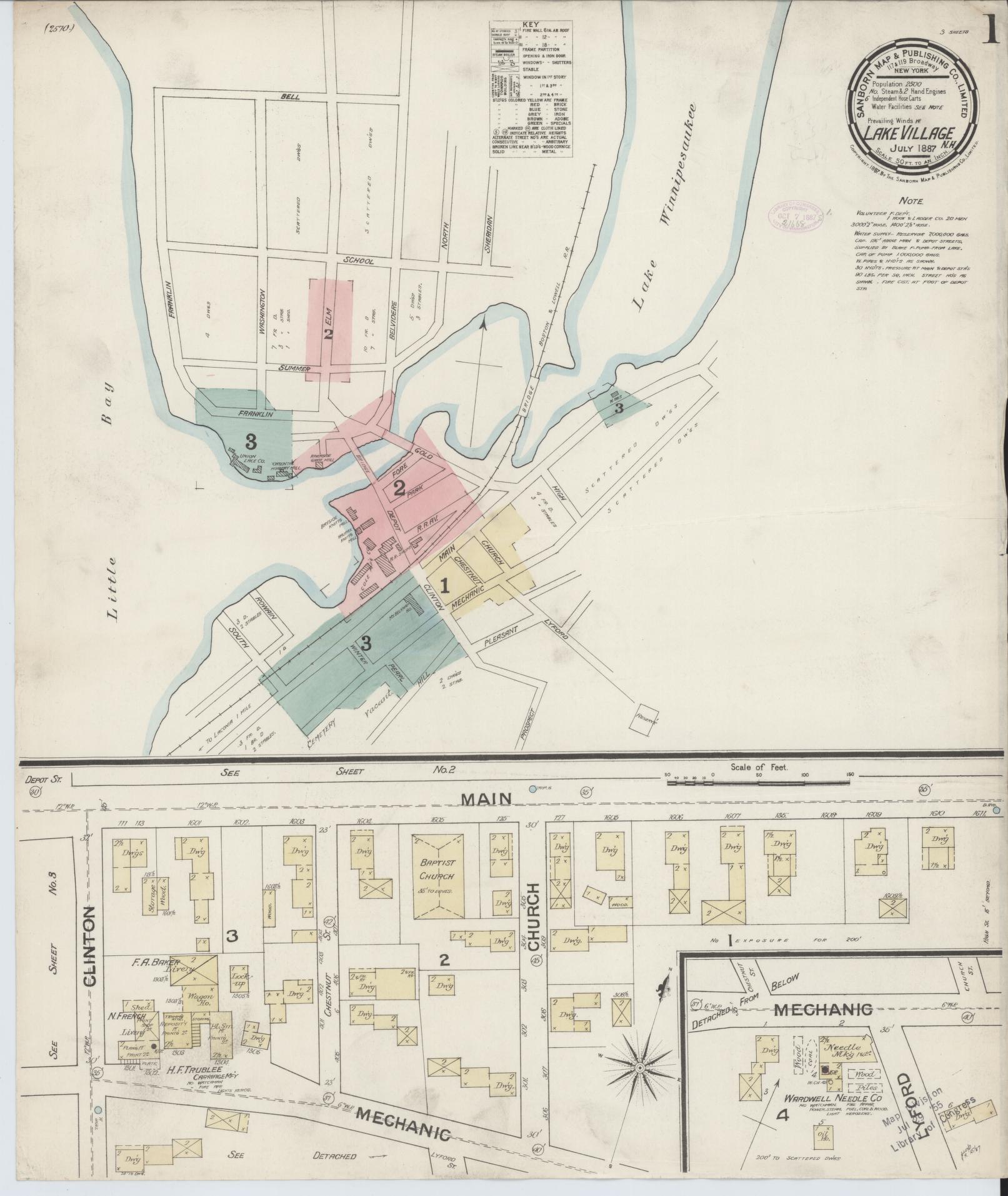 Sanborn Fire Insurance Map from Lake Village, Belknap County, New Hampshire. (1887) – Historic Sanborn Fire Insurance Map Print