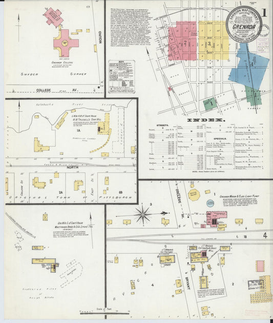 Sanborn Fire Insurance Map from Grenada, Grenada County, Mississippi (1902), Sheet #0001 - Complete Map Set gallery image, historic Sanborn map, vintage wall art, Mississippi Mississippi