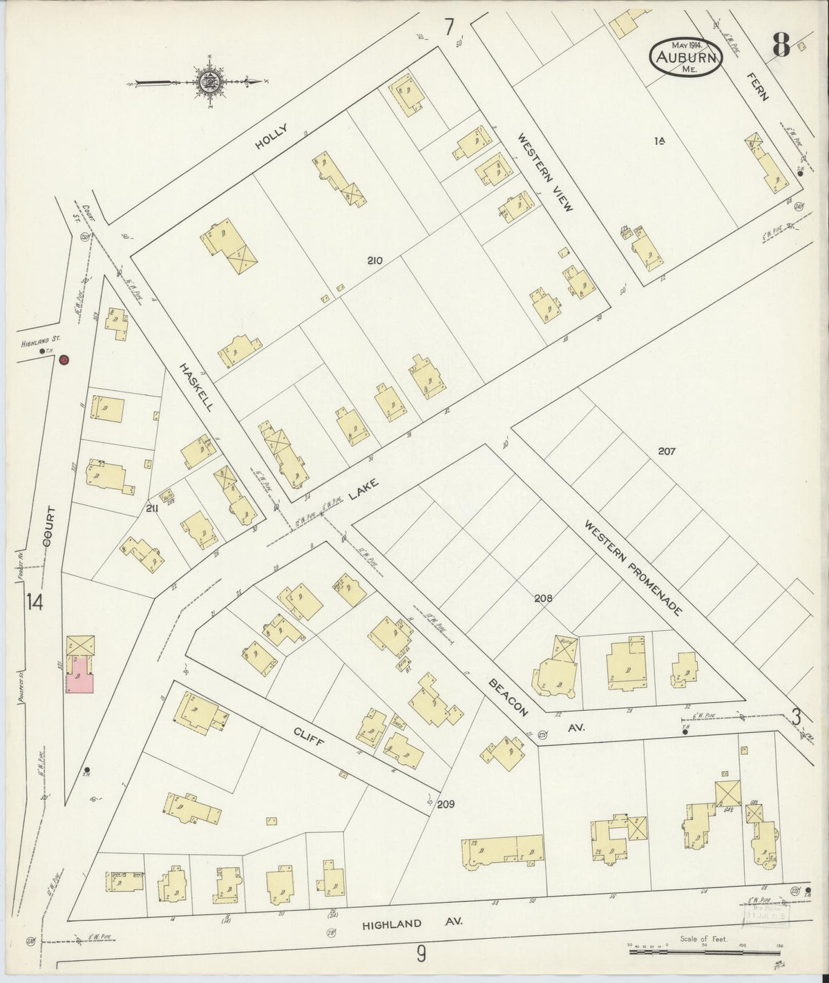 Sanborn Fire Insurance Map from Auburn, Androscoggin County, Maine (1914), Sheet #0008 - Complete Map Set gallery image, historic Sanborn map, vintage wall art, Maine Maine