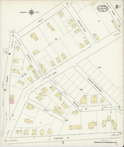 Sanborn Fire Insurance Map from Auburn, Androscoggin County, Maine (1914), Sheet #0008 - Complete Map Set gallery image, historic Sanborn map, vintage wall art, Maine Maine