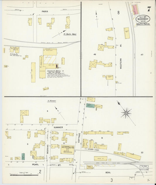 Sanborn Fire Insurance Map from Norway, Oxford County, Maine (1907), Sheet #0007 - Historic Sanborn Fire Insurance Map Print, vintage old map wall art, antique decor, genealogy gift, Maine Maine map