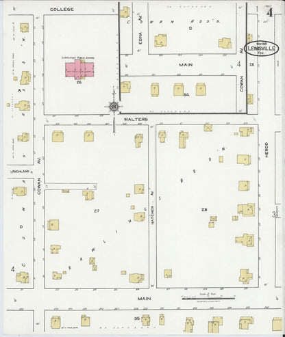 Sanborn Fire Insurance Map from Lewisville, Denton County, Texas (1921), Sheet #0004 - Complete Map Set gallery image, historic Sanborn map, vintage wall art, Texas Texas
