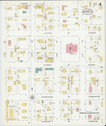 Sanborn Fire Insurance Map from Greenville, Bond County, Illinois (1906), Sheet #0004 - Historic Sanborn Fire Insurance Map Print, vintage old map wall art, antique decor, genealogy gift, Illinois Illinois map