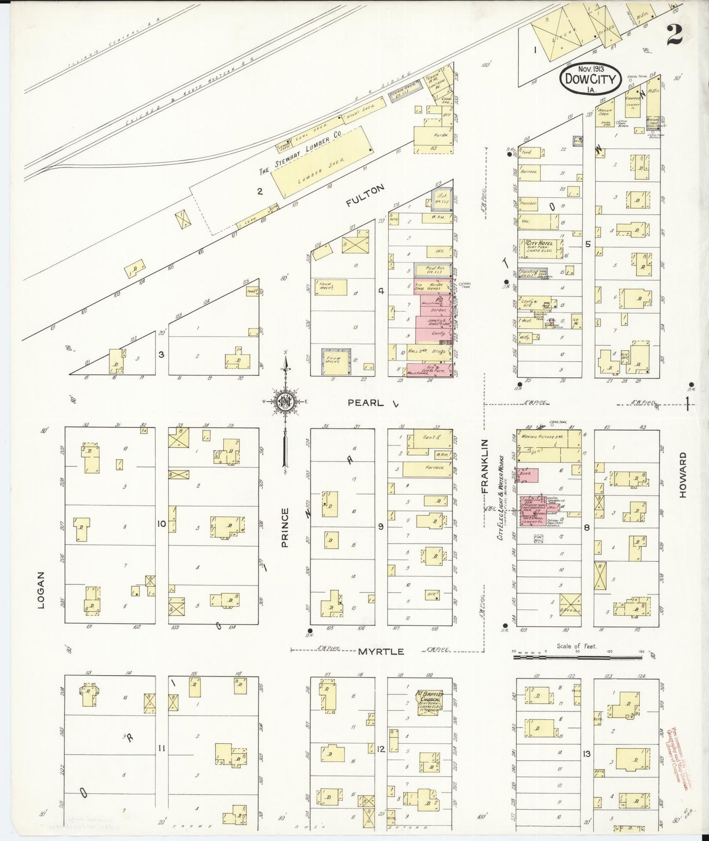 Sanborn Fire Insurance Map from Dow City, Crawford County, Iowa (1913), Sheet #0002 - Historic Sanborn Fire Insurance Map Print