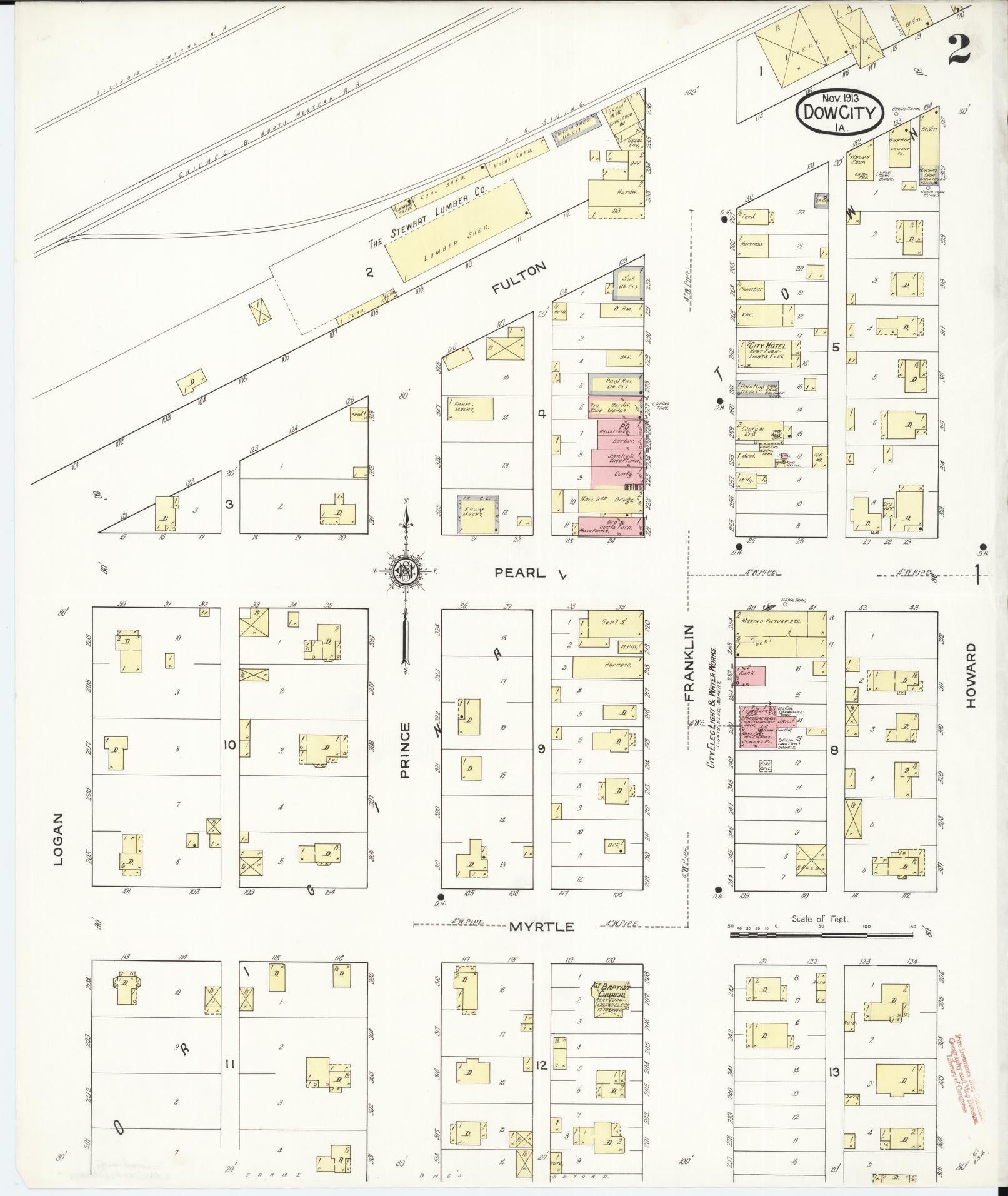 Sanborn Fire Insurance Map from Dow City, Crawford County, Iowa (1913), Sheet #0002 - Historic Sanborn Fire Insurance Map Print