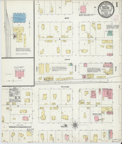 Sanborn Fire Insurance Map from Brookston, White County, Indiana (1907), Sheet #0001 - Historic Sanborn Fire Insurance Map Print, vintage old map wall art, antique decor, genealogy gift, Indiana Indiana map