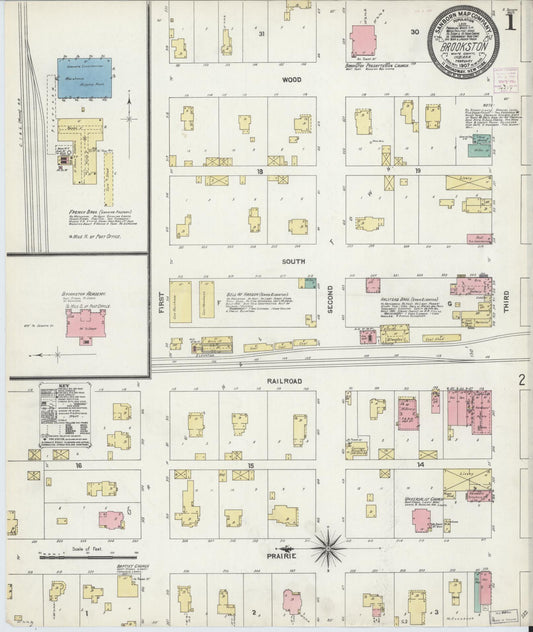 Sanborn Fire Insurance Map from Brookston, White County, Indiana (1907), Sheet #0001 - Historic Sanborn Fire Insurance Map Print, vintage old map wall art, antique decor, genealogy gift, Indiana Indiana map