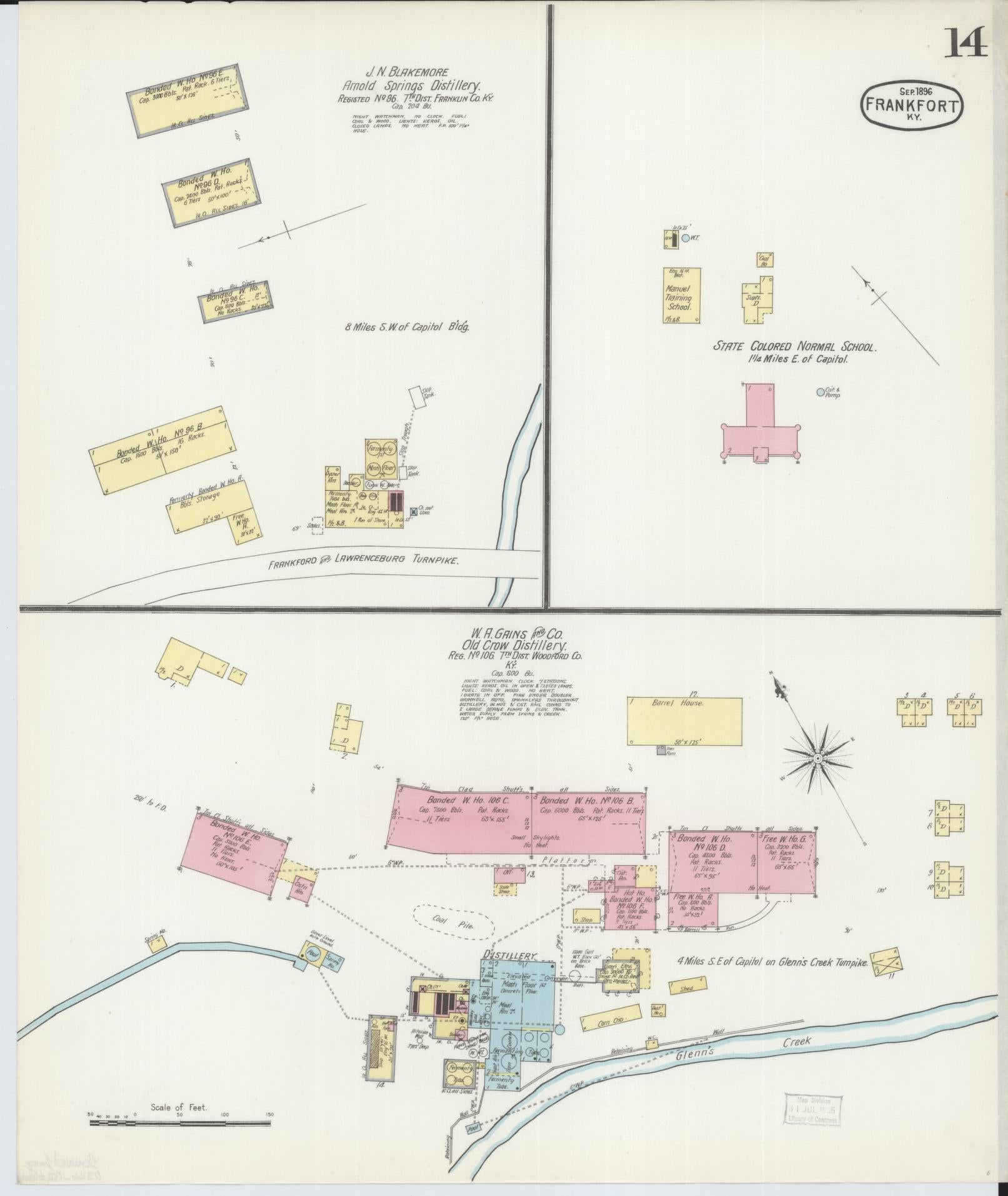Sanborn Fire Insurance Map from Frankfort, Franklin County, Kentucky (1896), Sheet #0014 - Complete Map Set gallery image, historic Sanborn map, vintage wall art, Kentucky Kentucky