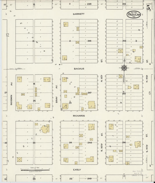 Sanborn Fire Insurance Map from Paducah, Cottle County, Texas (1921), Sheet #0005 - Historic Sanborn Fire Insurance Map Print, vintage old map wall art, antique decor, genealogy gift, Texas Texas map