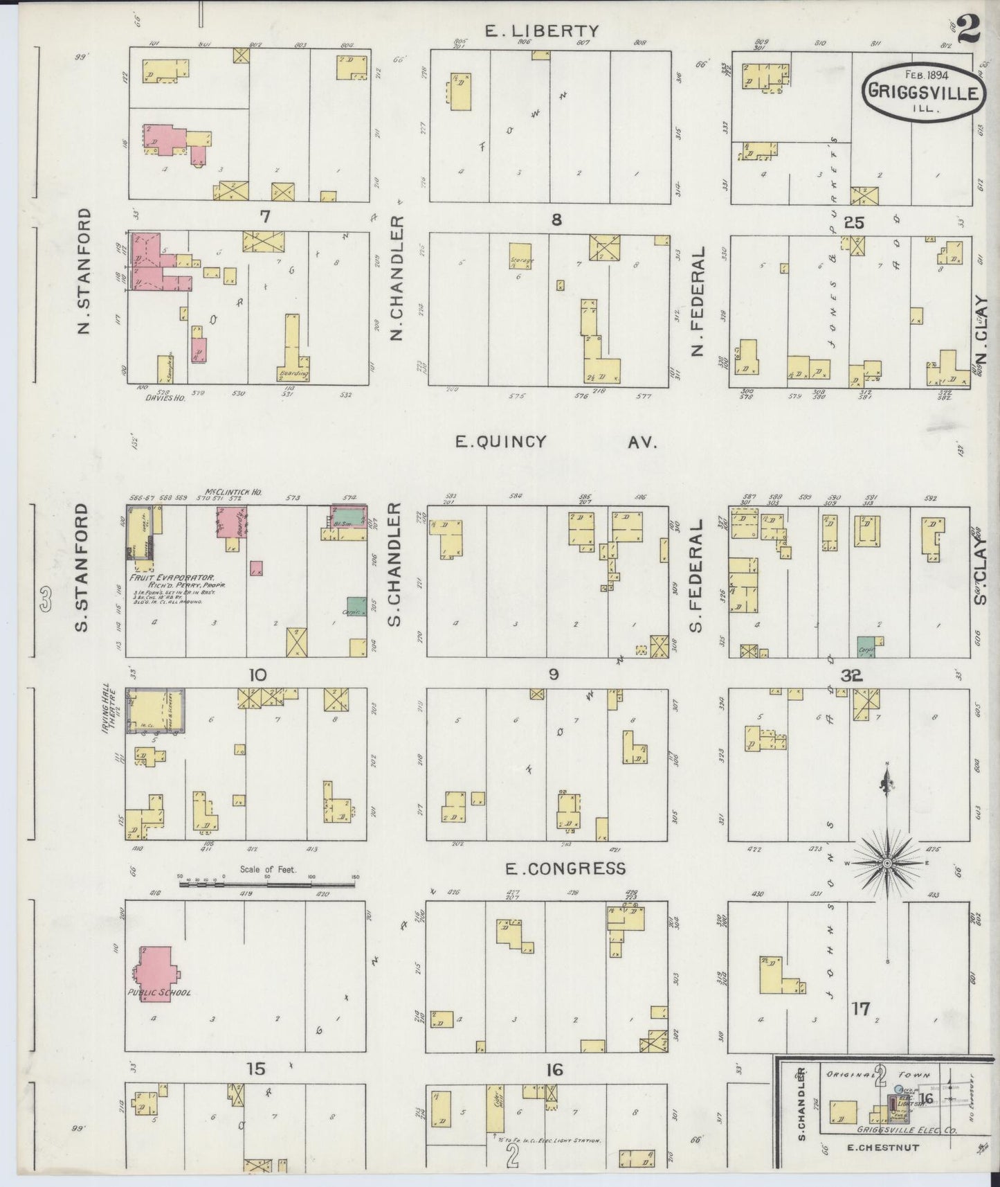 Sanborn Fire Insurance Map from Griggsville, Pike County, Illinois (1894), Sheet #0002 - Complete Map Set gallery image, historic Sanborn map, vintage wall art, Illinois Illinois