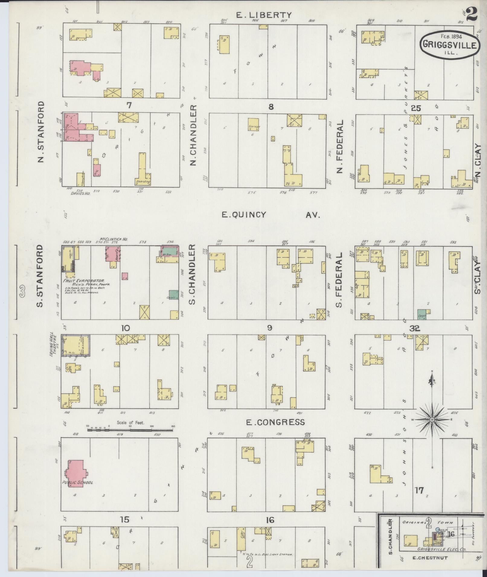 Sanborn Fire Insurance Map from Griggsville, Pike County, Illinois (1894), Sheet #0002 - Complete Map Set gallery image, historic Sanborn map, vintage wall art, Illinois Illinois