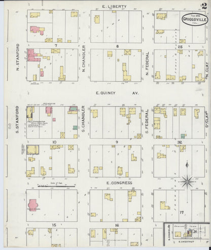 Sanborn Fire Insurance Map from Griggsville, Pike County, Illinois (1894), Sheet #0002 - Complete Map Set gallery image, historic Sanborn map, vintage wall art, Illinois Illinois
