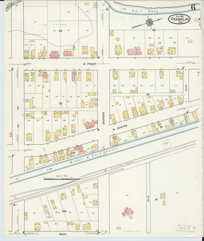 Sanborn Fire Insurance Map from Franklin, Warren County, Ohio (1916), Sheet #0006 - Historic Sanborn Fire Insurance Map Print, vintage old map wall art, antique decor, genealogy gift, Ohio Ohio map