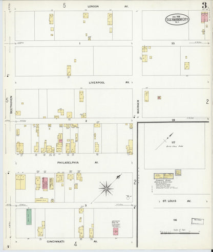 Sanborn Fire Insurance Map from Egg Harbor City, Atlantic County, New Jersey (1908), Sheet #0003 - Complete Map Set gallery image, historic Sanborn map, vintage wall art, New Jersey New Jersey