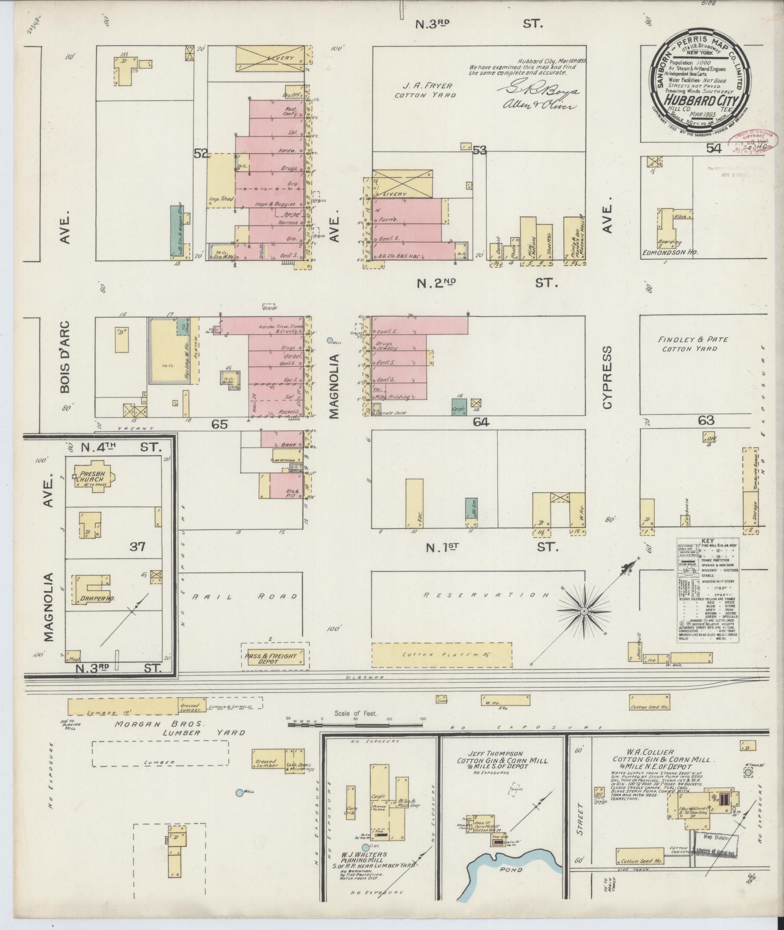 Sanborn Fire Insurance Map from Hubbard, Hill County, Texas. (1893) – Historic Sanborn Fire Insurance Map Print