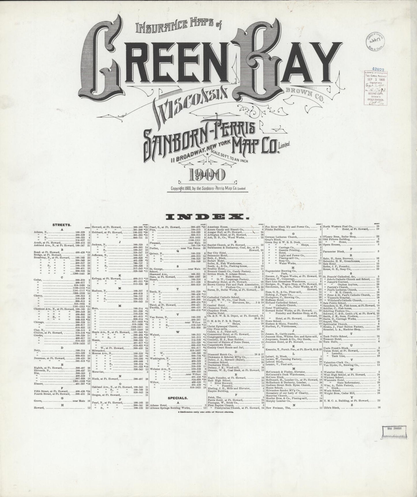 Green Bay, Brown County, Wisconsin (1900) – Sanborn Fire Insurance Map – Map View