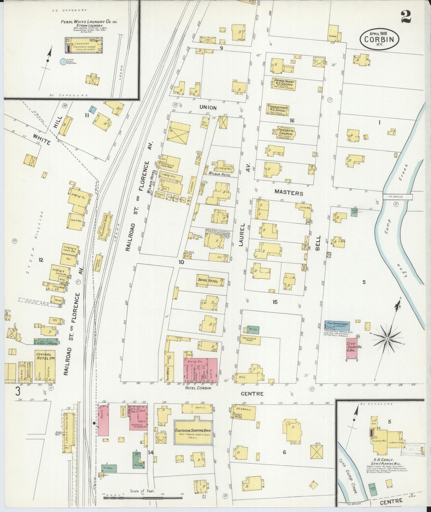 Sanborn Fire Insurance Map from Corbin, Knox and Whitley Counties, Kentucky (1908), Sheet #0002 - Complete Map Set gallery image, historic Sanborn map, vintage wall art, Kentucky Kentucky